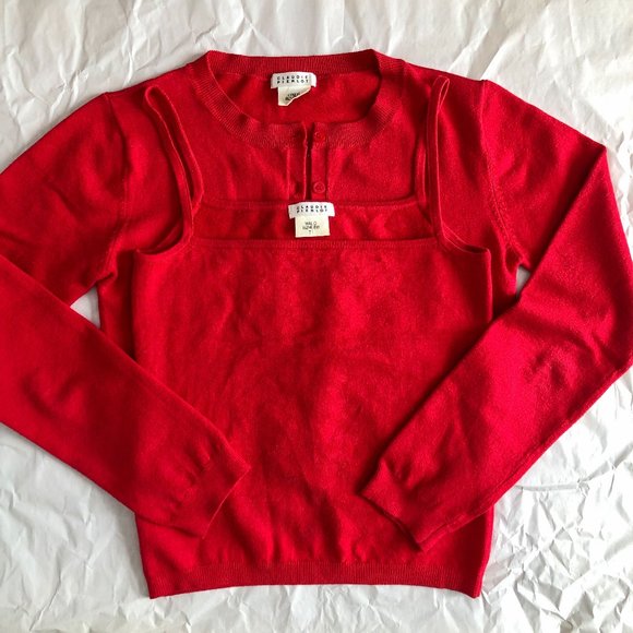 vintage late 90s CLAUDIE PIERLOT red twin-set Sz T1 - Picture 1 of 8